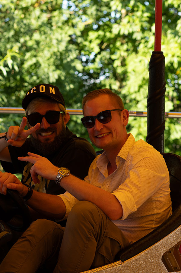 Picture of two colleagues in bumper cars