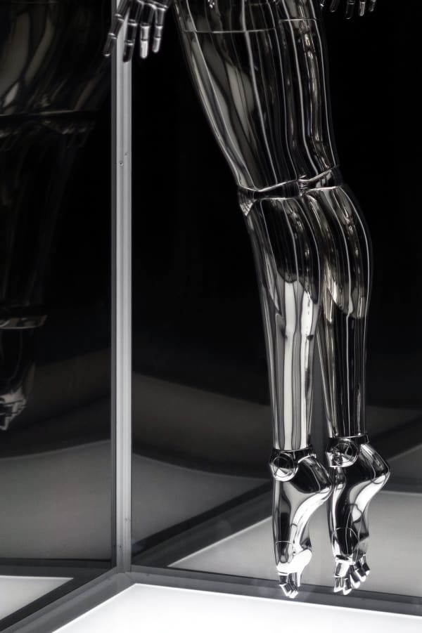 Silver shining model of a body