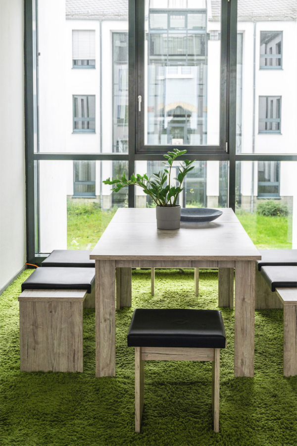 Synatix Energy Comparison Picture of a dining table standing on a green lawn in front of a bright window front