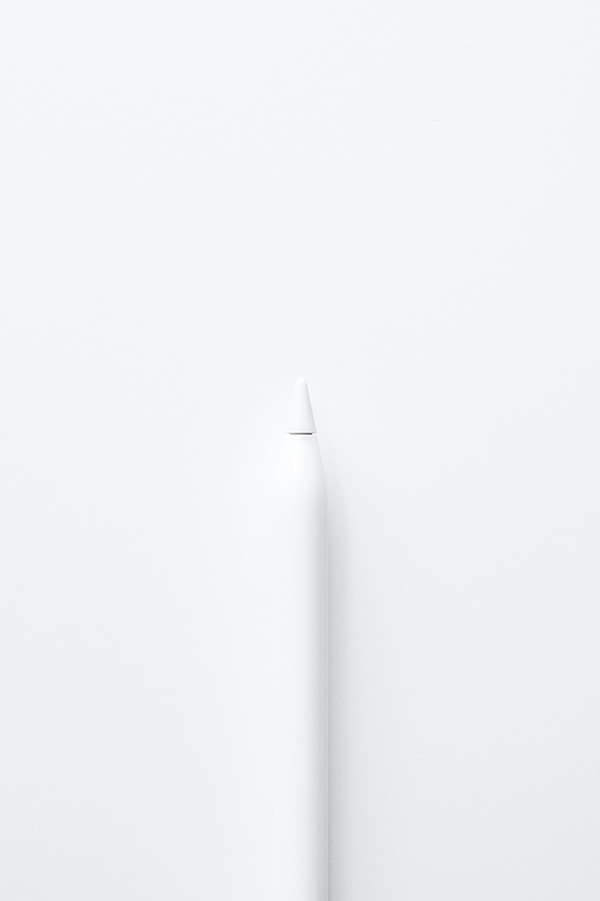 Weißes Bild mit einem weißen Stift